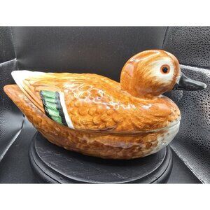 Large Vintage Christian Dior Earthenware Mallard Duck Dish 10.5" RARE